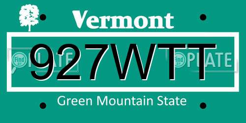 927WTT Vermont License Plate