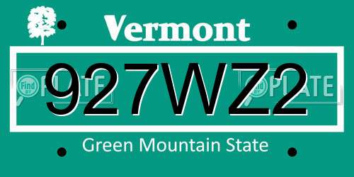 927WZ2 Vermont License Plate