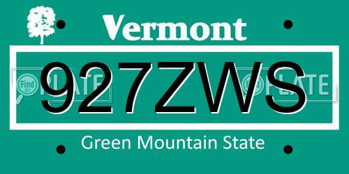 927ZWS Vermont License Plate