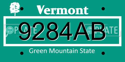 9284AB Vermont License Plate