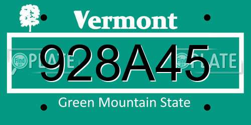 928A45 Vermont License Plate