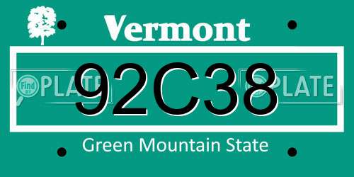 92C38 Vermont License Plate