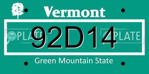 92D14 Vermont License Plate