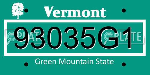 93035G1 Vermont License Plate