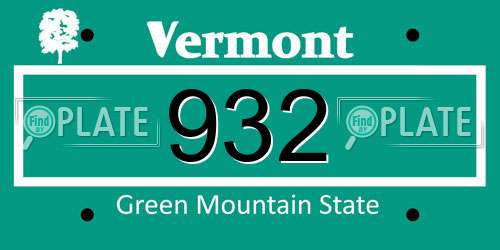 932 Vermont License Plate