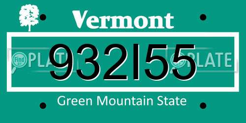 932I55 Vermont License Plate