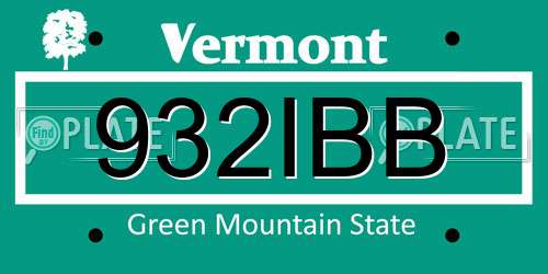 932IBB Vermont License Plate