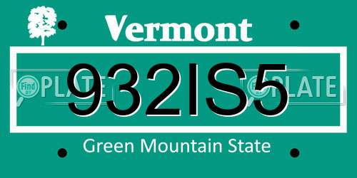 932IS5 Vermont License Plate