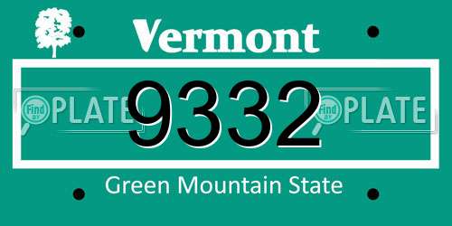 9332 Vermont License Plate