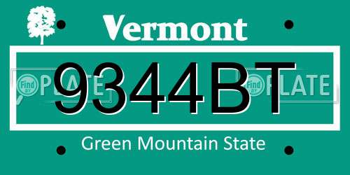 9344BT Vermont License Plate