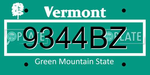 9344BZ Vermont License Plate