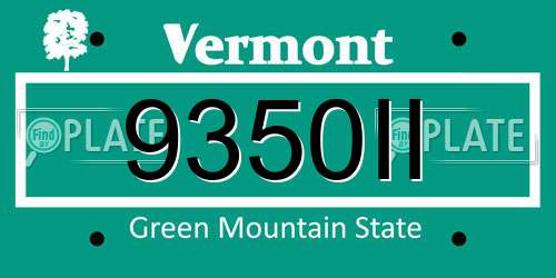 9350II Vermont License Plate