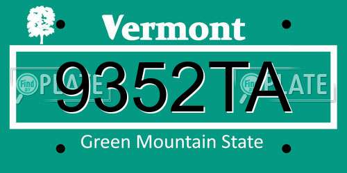 9352TA Vermont License Plate