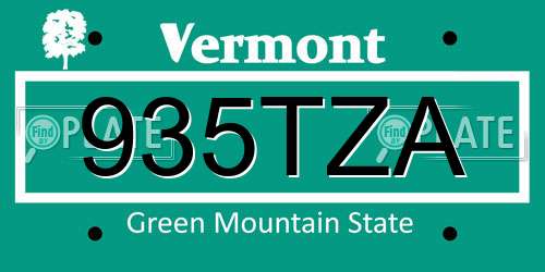 935TZA Vermont License Plate