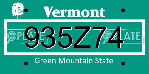 935Z74 Vermont License Plate