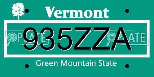 935ZZA Vermont License Plate