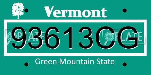 93613CG Vermont License Plate
