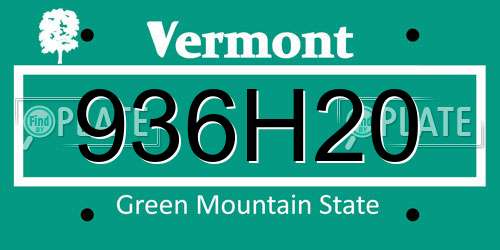 936H20 Vermont License Plate