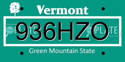 936HZO Vermont License Plate