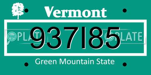 937I85 Vermont License Plate