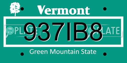 937IB8 Vermont License Plate