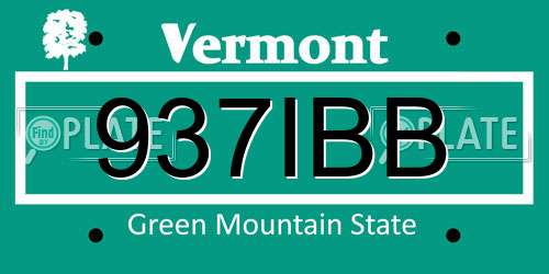 937IBB Vermont License Plate