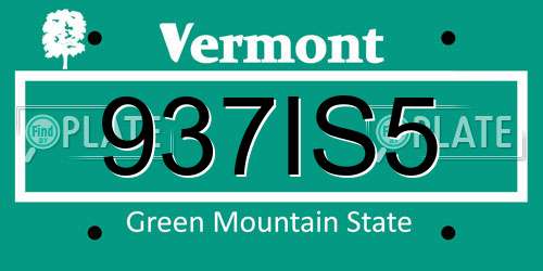 937IS5 Vermont License Plate