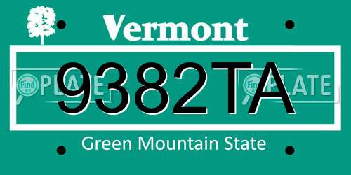 9382TA Vermont License Plate