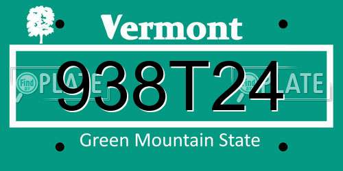 938T24 Vermont License Plate