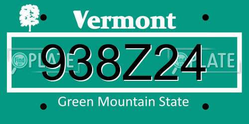 938Z24 Vermont License Plate