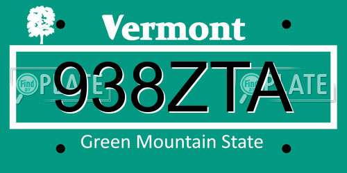 938ZTA Vermont License Plate