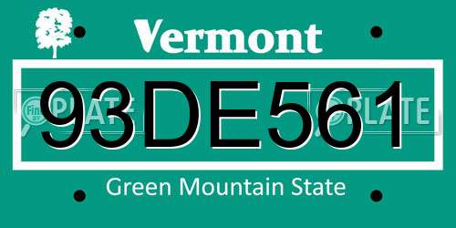 93DE561 Vermont License Plate