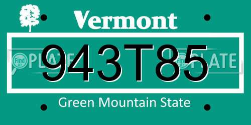 943T85 Vermont License Plate