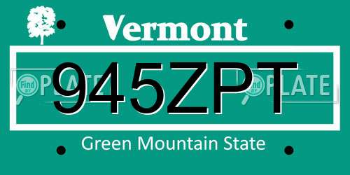945ZPT Vermont License Plate