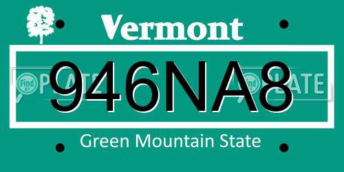 946NA8 Vermont License Plate