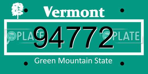 94772 Vermont License Plate