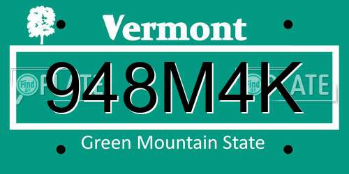 948M4K Vermont License Plate