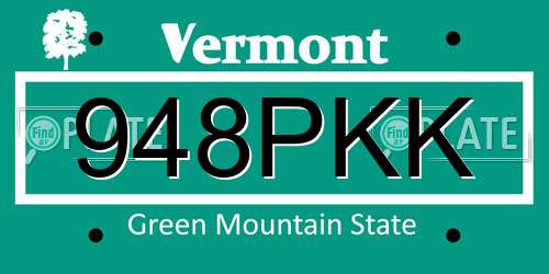 948PKK Vermont License Plate