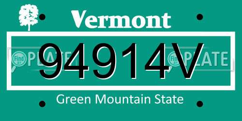 94914V Vermont License Plate