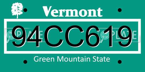 94CC619 Vermont License Plate