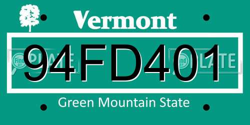 94FD401 Vermont License Plate