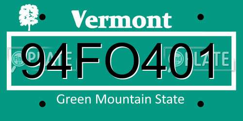 94FO401 Vermont License Plate