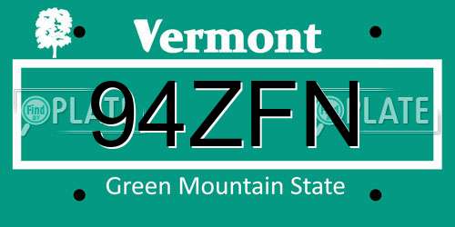 94ZFN Vermont License Plate