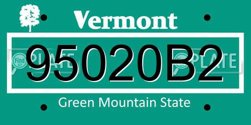 95020B2 Vermont License Plate