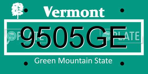 9505GE Vermont License Plate