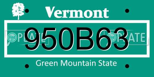 950B63 Vermont License Plate