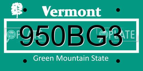 950BG3 Vermont License Plate