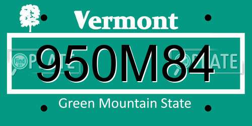 950M84 Vermont License Plate