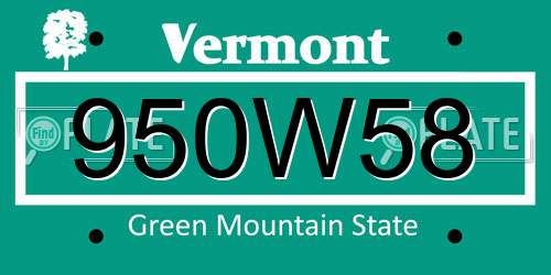 950W58 Vermont License Plate