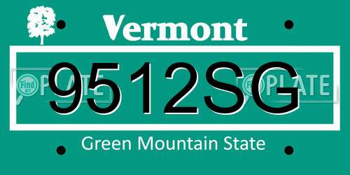 9512SG Vermont License Plate